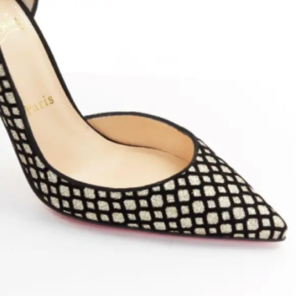 Christian Louboutin Iriza Glitter Velvet Net Pumps - Picture 4 of 10